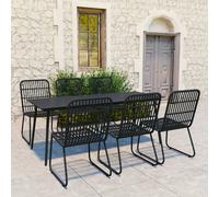vidaXL Set da Pranzo da Giardino 7 pz in Polyrattan e Vetro