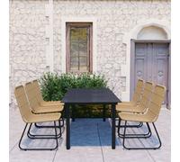 vidaXL Set da Pranzo da Giardino 7 pz in Polyrattan e Vetro