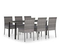 vidaXL Set da Pranzo da Giardino 7 pz in Polyrattan Grigio
