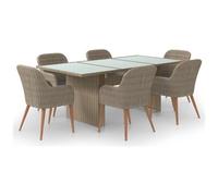 VIDAXL - Set Da Pranzo Da Giardino 7 Pz In Polyrattan Marrone
