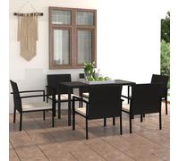 vidaXL Set da Pranzo da Giardino 7 pz in Polyrattan Nero