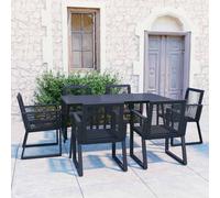vidaXL Set da Pranzo da Giardino 7 pz in Rattan PVC Nero