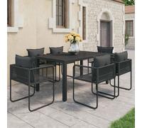 vidaXL Set da Pranzo da Giardino 7 pz in Rattan PVC Nero