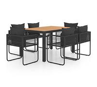 vidaXL Set da Pranzo da Giardino 7 pz in Rattan PVC Nero e Marrone