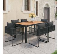 vidaXL Set da Pranzo da Giardino 7 pz in Rattan PVC Nero e Marrone