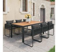 vidaXL Set da Pranzo da Giardino 7 pz in Rattan PVC Nero e Marrone