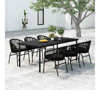 vidaXL Set da Pranzo da Giardino 7 pz Nero