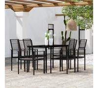 vidaXL Set da Pranzo da Giardino 7 pz Nero