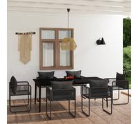 vidaXL Set da Pranzo da Giardino 7 pz Nero