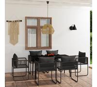 vidaXL Set da Pranzo da Giardino 7 pz Nero