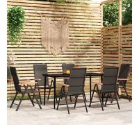 vidaXL Set da Pranzo da Giardino 7 pz Nero