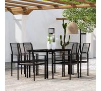 VidaXL Set da Pranzo da Giardino 7 pz Nero