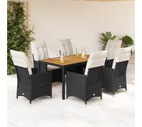 vidaXL Set da Pranzo da Giardino 7 pz Nero con Cuscini in Polyrattan