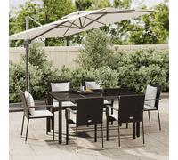 vidaXL Set da Pranzo da Giardino 7 pz Nero con Cuscini in Polyrattan