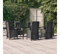 vidaXL Set da Pranzo da Giardino 7 pz Nero con Cuscini in Polyrattan