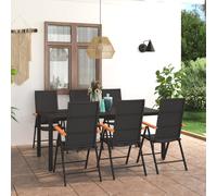 vidaXL Set da Pranzo da Giardino 7 pz Nero e Marrone
