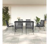 vidaXL Set da Pranzo da Giardino 7 pz Nero in Acciaio e Textilene