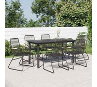 vidaXL Set da Pranzo da Giardino 7 pz Nero in Rattan PVC