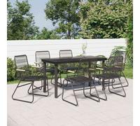 Set da Pranzo da Giardino 7 pz Nero in Rattan PVC