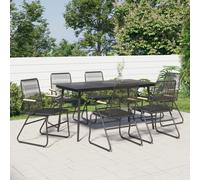 vidaXL Set da Pranzo da Giardino 7 pz Nero in Rattan PVC