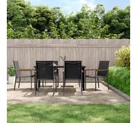 vidaXL Set da Pranzo da Giardino 7 pz Nero in Textilene e Acciaio