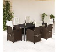 vidaXL Set da Pranzo da Giardino 7pz con Cuscini in Polyrattan Marrone