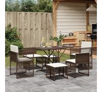 vidaXL Set da Pranzo da Giardino 7pz con Cuscini in Polyrattan Marrone