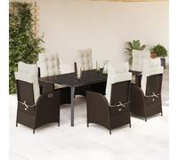 vidaXL Set da Pranzo da Giardino 7pz con Cuscini in Polyrattan Marrone