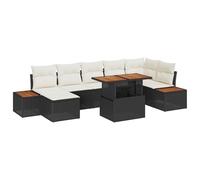 vidaXL Set da Pranzo da Giardino da 8 Pezzi con Cuscini Crema & Nero Rattan Polivalente Seduta Esterna Elegante per 7 Persone Facile da Assemblare Robusto Mobili da Patio Resistenti alle Intemperie Di