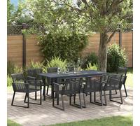 vidaXL Set da Pranzo da Giardino 9 pcs Nero Grande Metallo & Corda