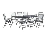 vidaXL Set da pranzo da giardino, 9 pezzi, antracite, 212 x 90 x 76 cm,