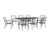vidaXL Set da pranzo da giardino, 9 pezzi, antracite, 212 x 90 x 76 cm,