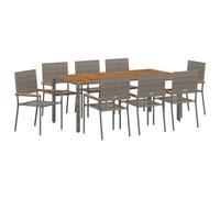 vidaXL Set da Pranzo da Giardino 9 Pezzi Grigio Polyrattan