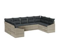 vidaXL Set di 9 divani angolari da giardino, grigio chiaro, in polyrattan, con cuscino per esterni, resistente alle intemperie, comodo e moderno per il tuo patio e mobili da giardino, divano modulare