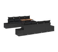 vidaXL Set da Pranzo da Giardino a 9 Pezzi con Cuscini Nero Polyrattan Acacia | Divano Sezionale con Stoccaggio per Uso Esterno Comfort & Stile Spazi Patio Tavolo da 4 Posti Tavolo da Caffè Modulari M
