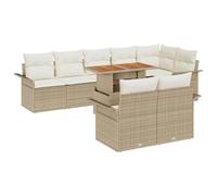 vidaXL Set da Pranzo da Giardino a 9 Pezzi con Cuscini | Beige Polyrattan | Mobili da Esterno con Stoccaggio | Set per 8 Persone | Divano Sezionale Elegante | Tavolo da Patio Piano Legno Divano da Es