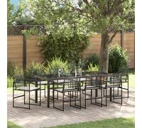 vidaXL Set da Pranzo da Giardino 9 Pezzi con Cuscini in Rattan Sintetico Nero.