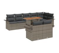 vidaXL Set da Pranzo da Giardino 9 Pezzi con Cuscini in Rattan Sintetico Grigio per 8 Persone Divano Esterno Rettangolare Design Moderno Elegante tavoli da Patio 4 posti