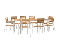 vidaXL Gruppo da giardino in legno massello di acacia, 9 pezzi, tavolo da giardino, 200 x 90 x 74,5 cm, in legno massello di acacacia e acciaio