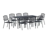 vidaXL Set da Pranzo da Giardino 9 Pezzi in Acciaio Antracite, con Finitura Opaca. Comprende 1 Tavolo Rettangolare e 8 sedie. Perfetto per arredare l'esterno, la terrazza o Il Patio, con Uno Stile m