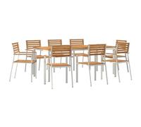 vidaXL Set da Pranzo da Giardino 9 Pezzi in Legno Massello di Teak
