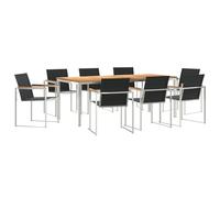 vidaXL Set da Pranzo da Giardino 9 Pezzi in Legno Massello di Teak | Tavolo 200 x 90 cm con 8 Sedie Mobili da Esterno Moderne, Struttura in Acciaio Durevole, Perfetto per la Terrazza, Bistro o per R