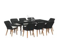 vidaXL Set da Pranzo da Giardino 9 Pezzi in Rattan Sintetico Nero | Comprende 1 Tavolo Rettangolare e 8 Sedie Resistenti ai Raggi UV. Mobili da Esterno Comodi per Adulti, Ideali per intrattenere in