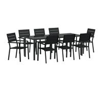 vidaXL Set da Pranzo da Giardino 9 Pezzi Nero HDPE