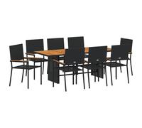 vidaXL Set da Pranzo da Giardino 9 Pezzi in polyrattan Nero, Poltrone da Giardino impilabili Cuscini - Set di 2 in polyrattan Nero