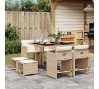 vidaXL Set da Pranzo da Giardino 9 pz con Cuscini Beige in Polyrattan