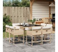 vidaXL Set da Pranzo da Giardino 9 pz con Cuscini Beige in Polyrattan