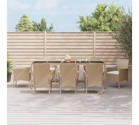 vidaXL Set da Pranzo da Giardino 9 pz con Cuscini Beige in Polyrattan