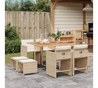 vidaXL Set da Pranzo da Giardino 9 pz con Cuscini Beige in Polyrattan