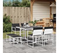 Set da Pranzo da Giardino 9 pz con Cuscini Bianco in Textilene